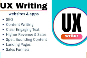 write UX, marketing content for your website app portfolio resume or case study