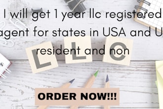 get 1 year llc registered agent for states in USA and UK resident and non