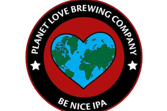 design monogram planet love brewery logo
