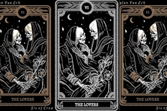 draw love and justice tarot card illustrations with deep symbolism