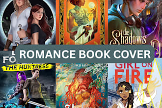 illustrated romance book cover, novella cover, webtoon cover, fantasy cover art