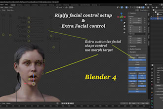 fix 3d rig, clean mesh, retopology, weight paint, and blend shapes