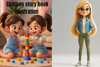 do 3d 2d children story book illustration watercolor artwork kid bible design
