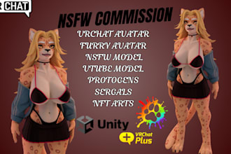 create stunning custom furry anime nsfw nardo fursona avatar for vrchat