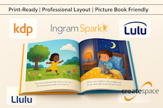format your childrens book for KDP, createspace, , ingramspark, lulu, smashword