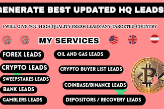 provide newly gamblers leads, sweepstake leads, hedge fund list, crypto leads
