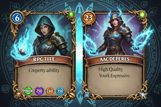 design custom card game trading card tarot or character card illustration