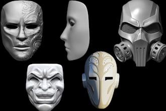sculpt futuristic 3d mask 3d halloween mask 3d helmet cosplay for 3d printing