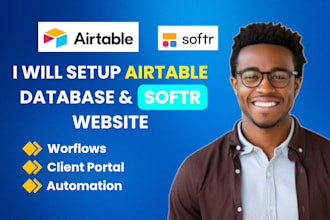 setup airtable database softr website client portal database design