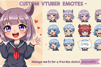 draw custom twitch emotes, chibi emotes, animated emotes, vtuber for stream