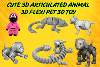create stl 3mf 3d articulated model flexi animal 3d toy joints for 3d printing