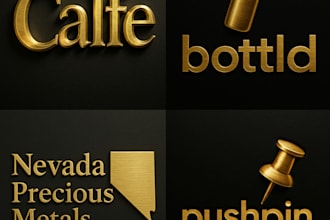 create a brushed gold metal logo for your brand, hard light