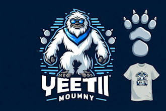 design yeti footprints mascot logo  with my own creative thinking