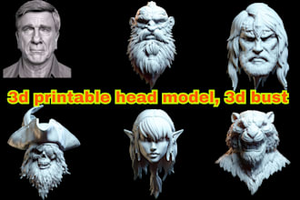 sculpt 3d printable head model, 3d bust, 3d face, stl, 3d potrait statue