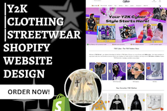 build y2k shopify clothing brand streetwear fashion store y2k website design