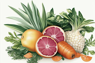 draw realistic illustrations of flowers, plants, fruits, etc