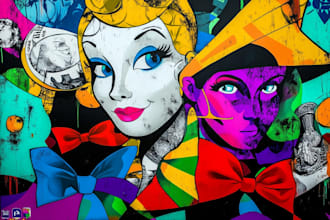 create a unique pop art and street graffiti style modern artwork