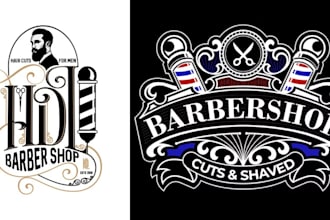 do outstanding barber shop, barber, spa and beauty salon logo design