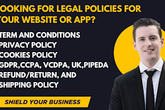 write terms and conditions and gdpr privacy policy, cookie, refund policy
