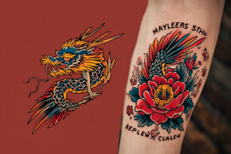 create tattoo japanese old school design