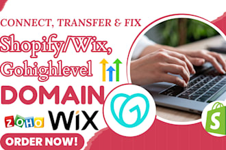 setup zoho email, connect gohighlevel, wix, shopify domain, cloudfare, fix dns
