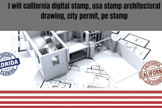 california digital stamp, usa stamp architectural drawing, city permit, pe stamp