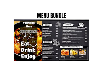 design restaurant food menu, cocktail flyer, or qr code bar menu