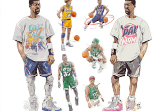 design 90s big head style graphics for sports and more