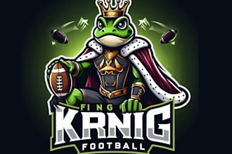 design esport football mascot frog king logo