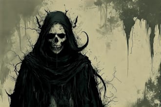draw dark fantasy art and horror illustration