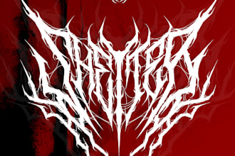 draw black brutal horror heavy, core death metal logo design for t shirt or band