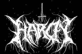 design death metal logo with texture and chrome effect