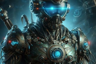 create a fantasy sci fi character or landscape illustration