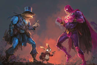 create concept art superhero character design for comics