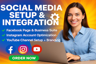 manage social media facebook, instagram, youtube setup