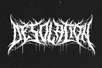 create chrome metallic black slaming, goregrind, brutal death metal logo design