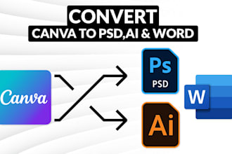 convert canva to PSD, ai and word editable format