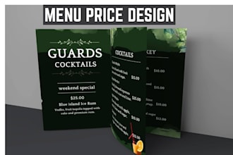 redesign existing menu design coffee shop menu and juice bar menu card urgently
