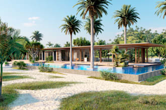 design, 3d landscape rendering, farm, backyard, rv, resort, parking commercial