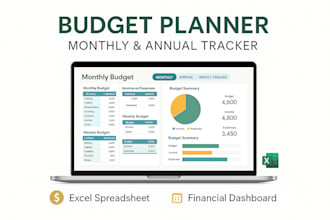 design monthly annual budget weekly tracker financial planner excel spreadsheet