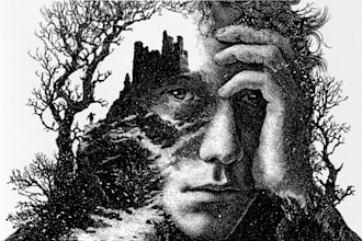 draw realistic black and white charcoal portrait and illustration