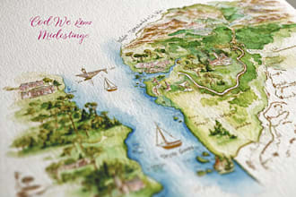 do custom watercolor wedding map