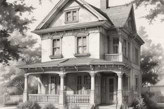 pencil or watercolor sketch your house
