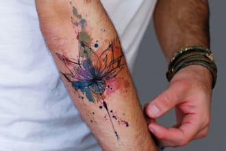 custom a watercolor tattoo design