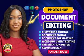 format, edit, create professional documents in photoshop and word