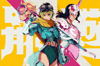 draw cyberpunk pop art anime characters