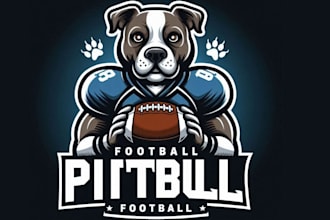 make mascot dog football pitbull logo