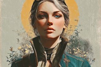 draw concept art dnd character logo and friendship portrait