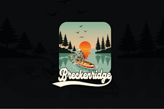create a awesome vintage retro outdoor tshirt design or logo