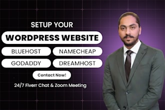 setup your wordpress website on bluehost, namecheap, godaddy and dreamhost